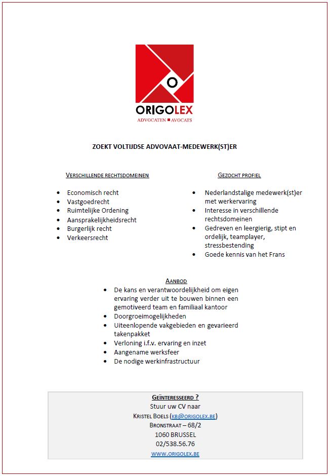 Origolex Vacature